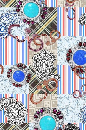 格子拼接印花华亿平台图片