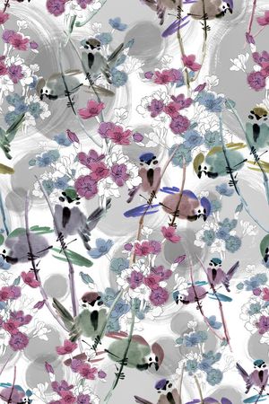 水墨印花华亿平台图片