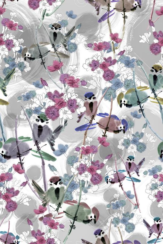 水墨印花华亿平台图片