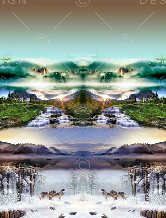 风景画印花华亿平台图片