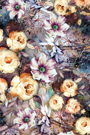 水墨花印花华亿平台图片