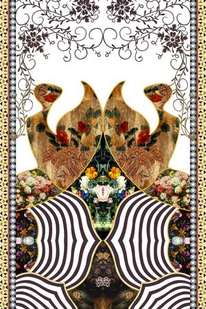 几何线条印花华亿平台图片