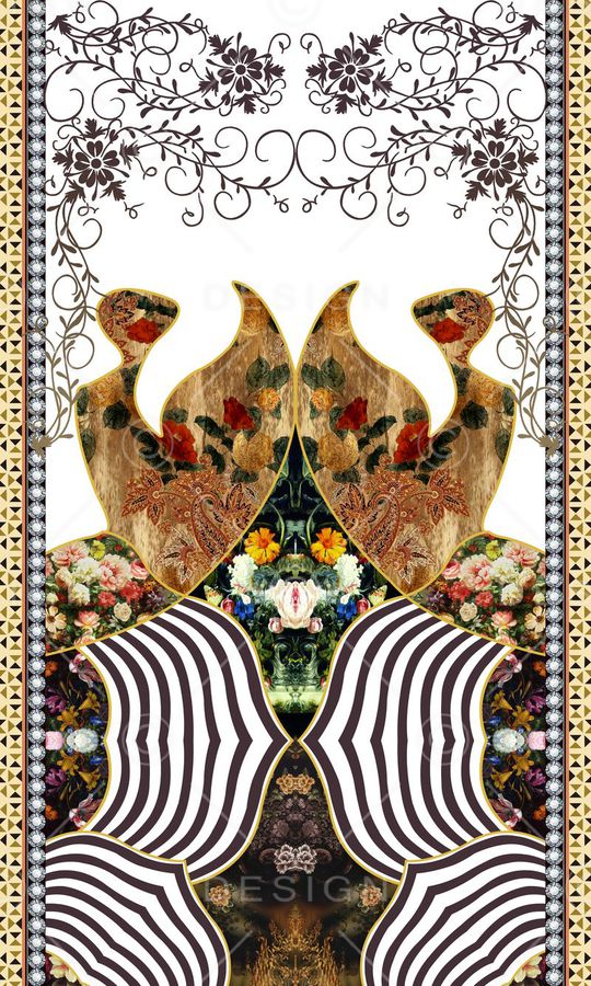 几何线条印花华亿平台图片