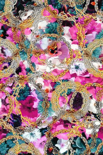 389926-欧式金色花环花边圆形花框田园花卉组