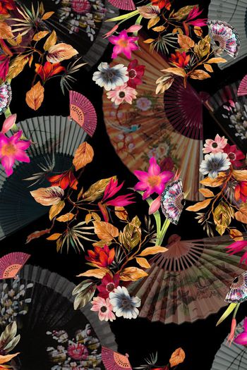 390126-怀旧，风情扇叶飞舞