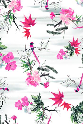 390443-清爽诗意水墨花卉