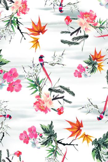 390446-清爽诗意水墨花卉