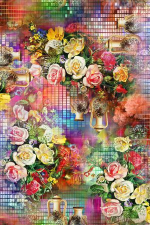 几何格子印花华亿平台图片