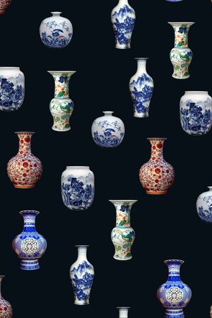 青花瓷器印花华亿平台图片