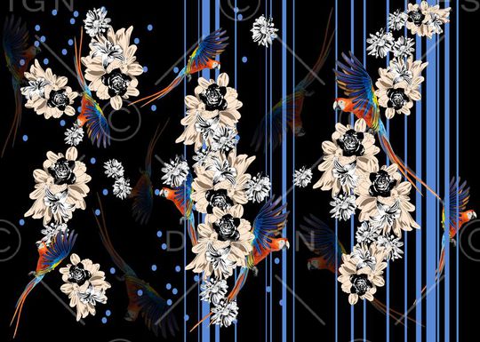 花鸟印花华亿平台图片