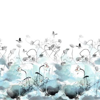 水墨中国风印花华亿平台图片