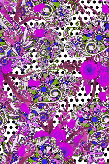 391075-花卉欧式花纹波点组合