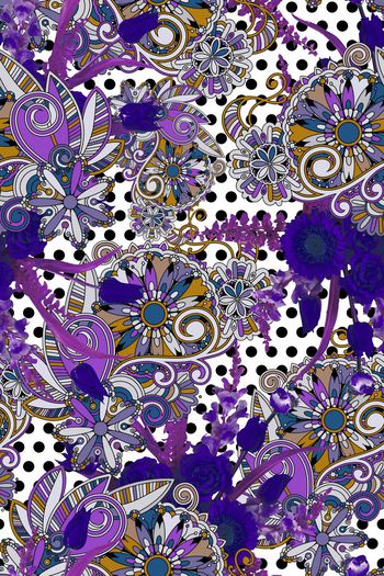 391076-花卉欧式花纹波点组合