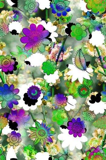 391128-多彩花卉花朵花纹组合