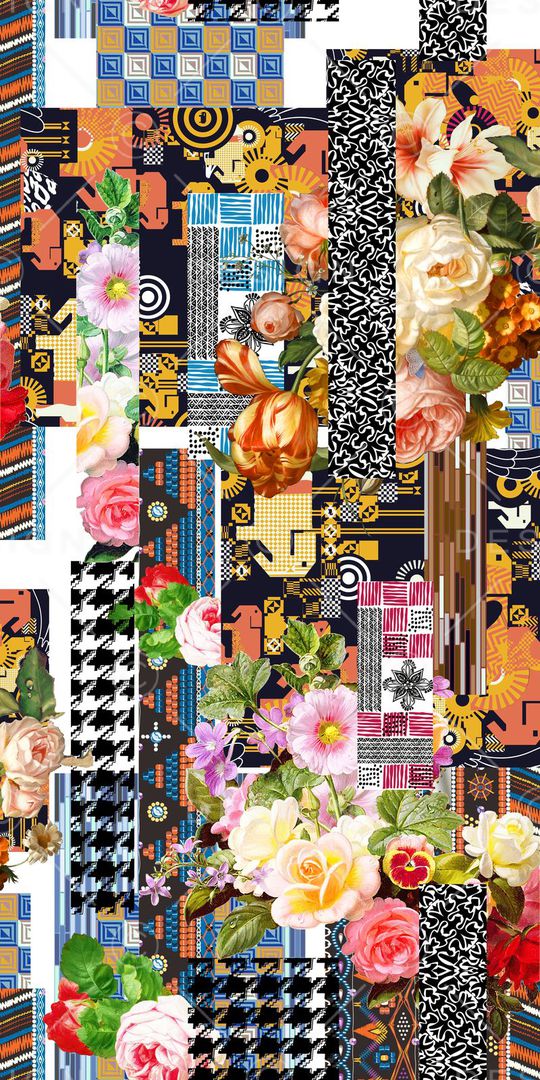 千鸟格花印花华亿平台图片