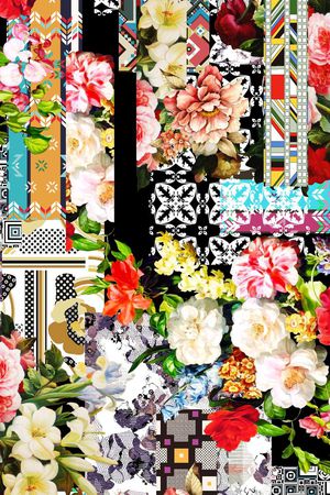 几何拼接印花华亿平台图片