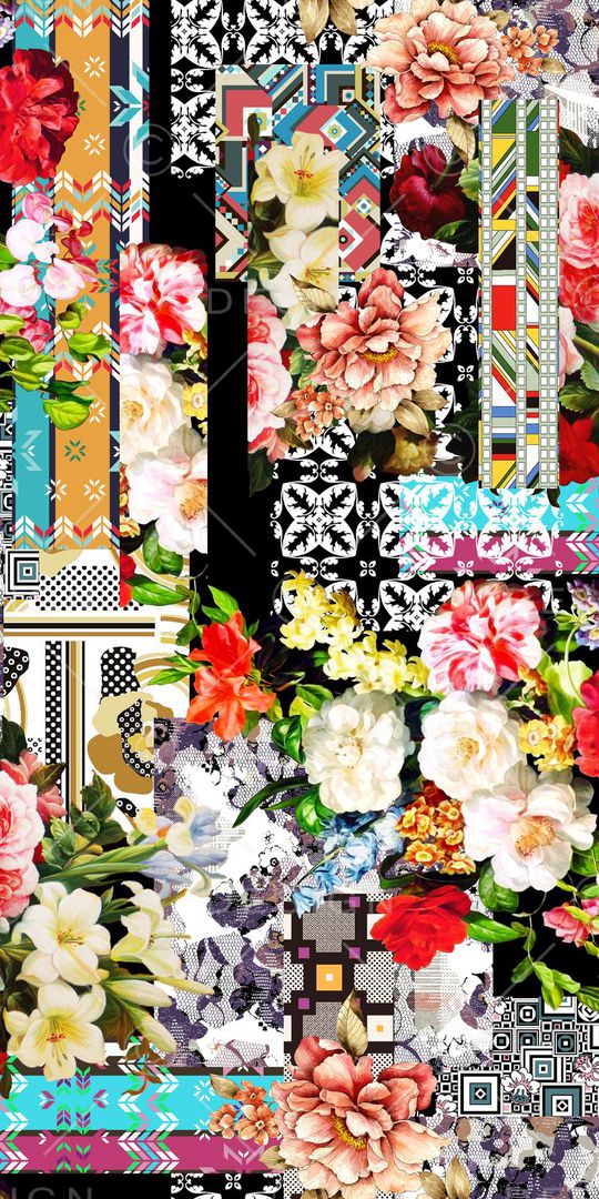 几何拼接印花华亿平台图片