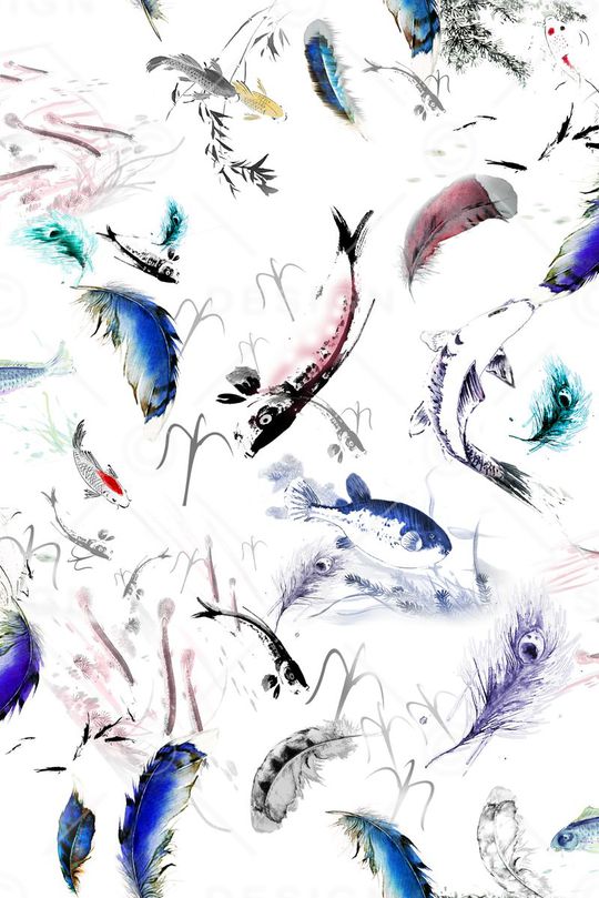 水墨印花华亿平台图片