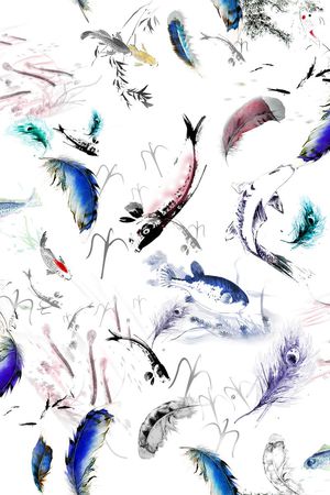 水墨印花华亿平台图片