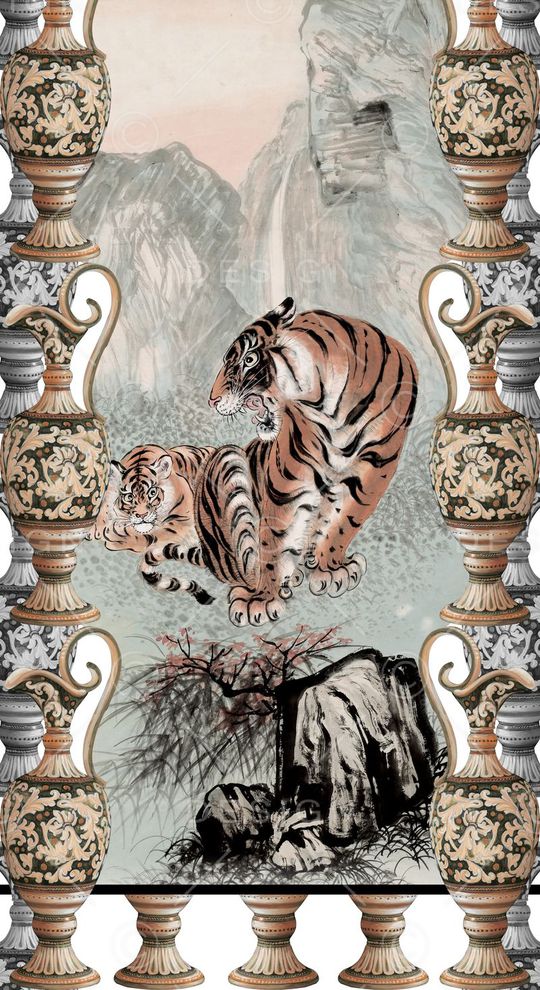 大气手绘动物定位印花华亿平台图片