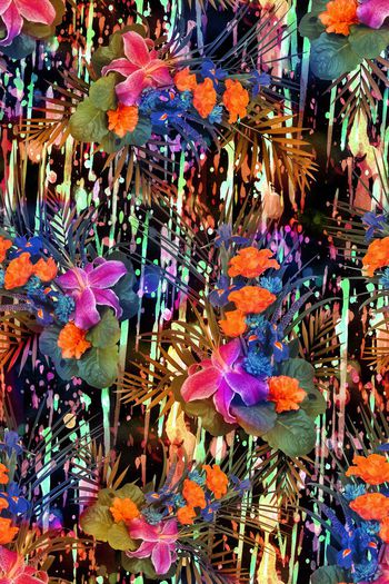 391706-水彩底纹写实花卉花朵组合