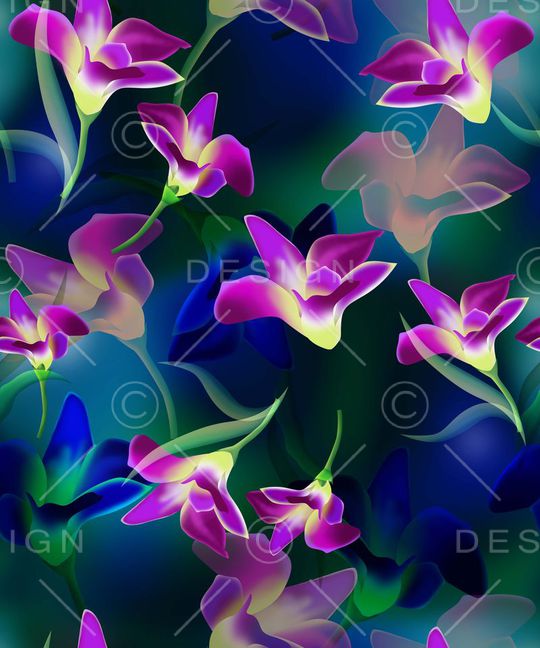 抽象手绘花印花华亿平台图片