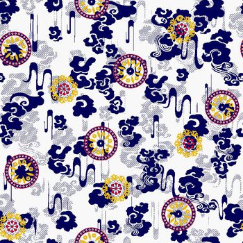 391817-祥云底纹  圆圈  花卉