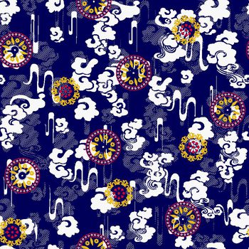 391821-祥云底纹  圆圈  花卉