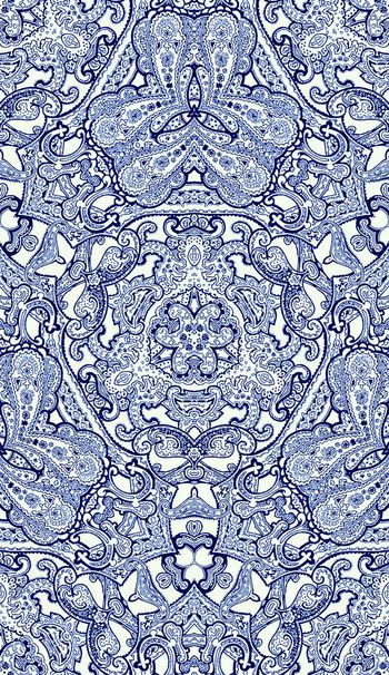 391901-腰果花佩斯利青花瓷效果组合女装铅笔