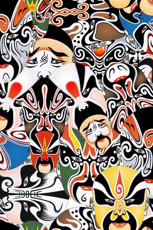 脸谱印花华亿平台图片