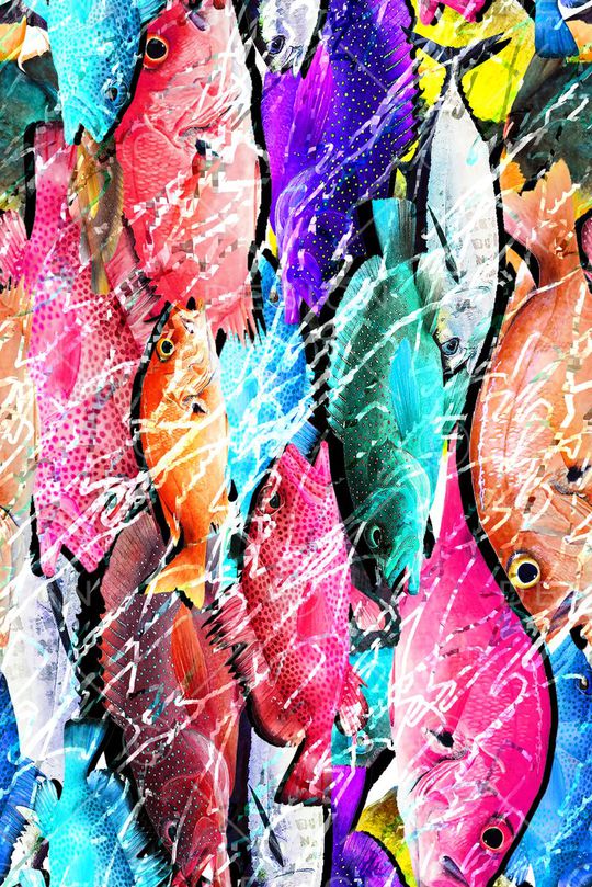 热带鱼印花华亿平台图片