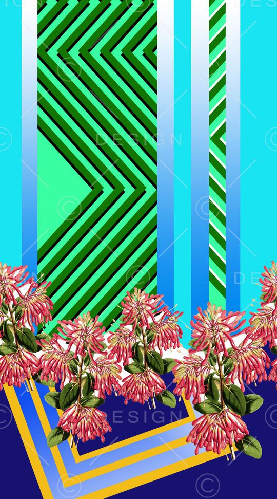 几何花卉定位印花华亿平台图片