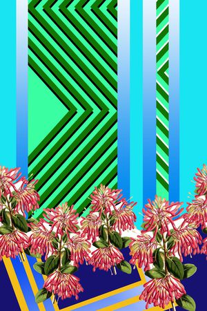 几何花卉定位印花华亿平台图片