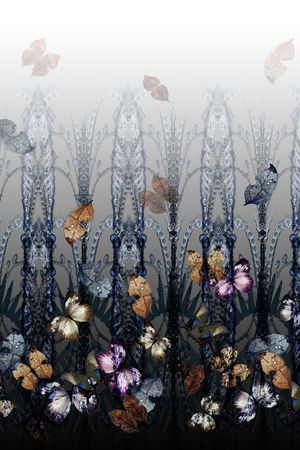 复古蝴蝶印花华亿平台图片