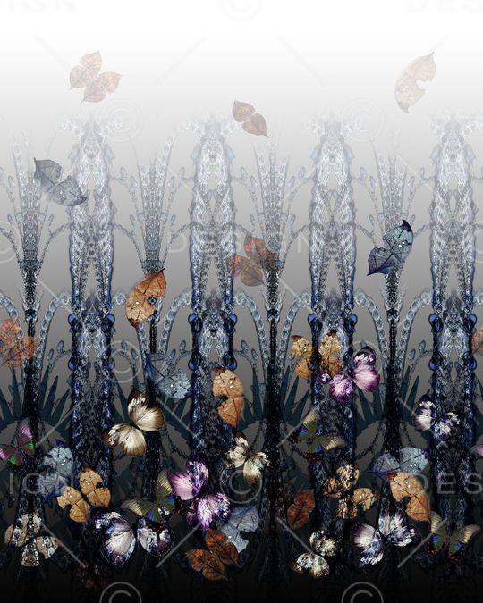 复古蝴蝶印花华亿平台图片