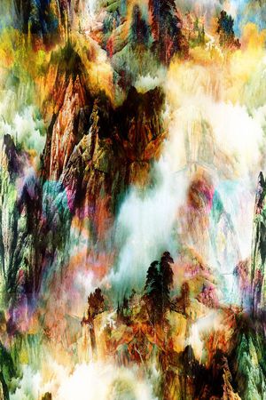 山水画 数码印花华亿平台图片