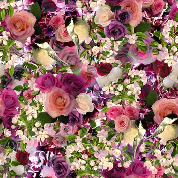 392512-玫瑰 +花鸟