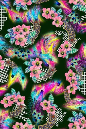 多彩羽毛印花华亿平台图片