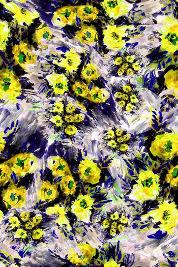 392603-手绘多彩水彩水墨抽象花卉花朵组合