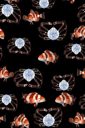 海洋生物印花华亿平台图片