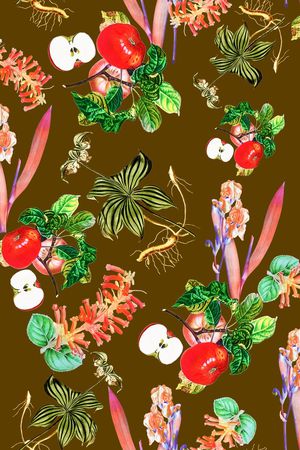 手绘水果印花华亿平台图片