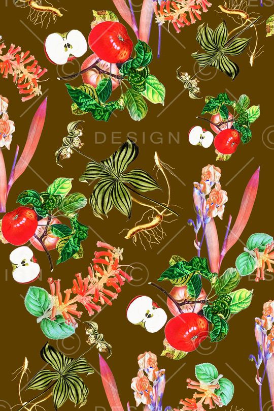 手绘水果印花华亿平台图片