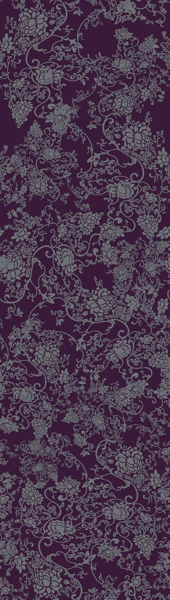 393189-缠枝花卉，单色，多配色，青花瓷壁纸