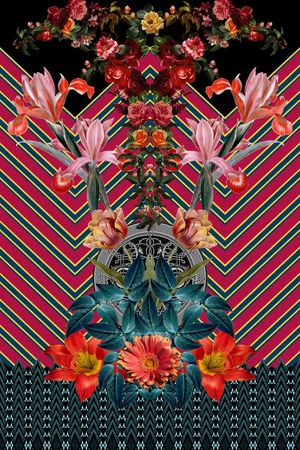 几何线条印花华亿平台图片