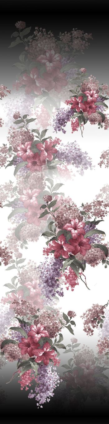 393216-黑白渐变底色，复古大花卉，红色百合