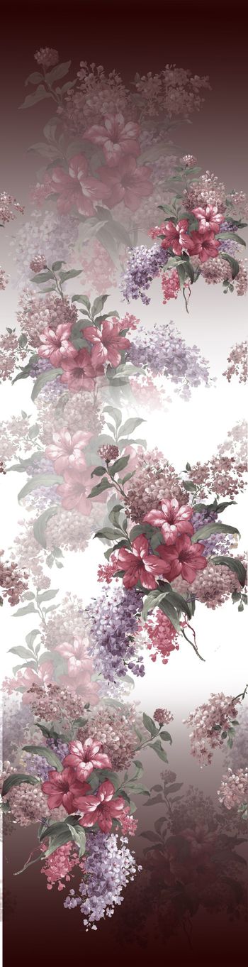 393217-黑白渐变底色，复古大花卉，红色百合