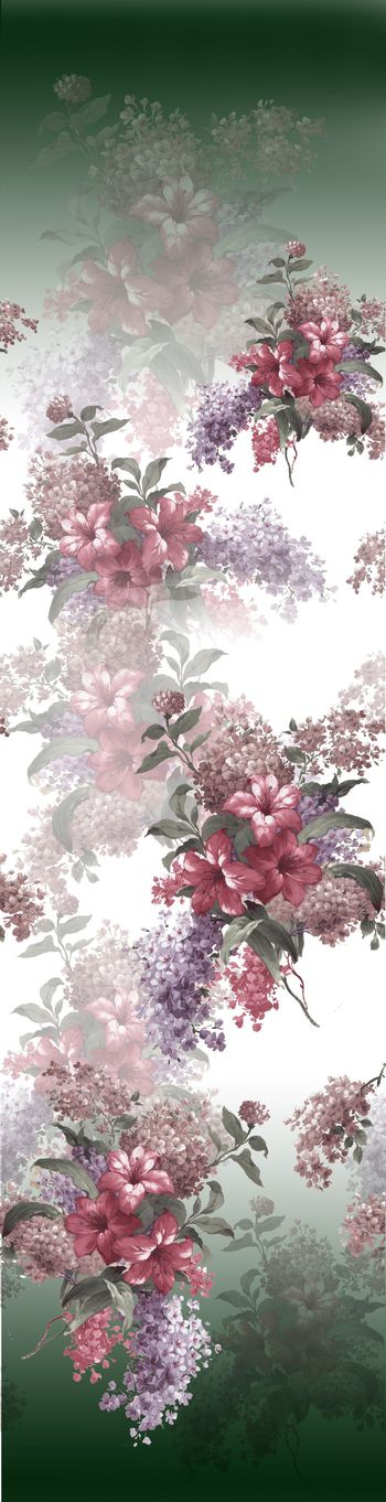 393218-黑白渐变底色，复古大花卉，红色百合