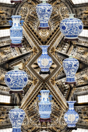 393414-复古中国风青花瓷花瓶与欧洲宫廷组合