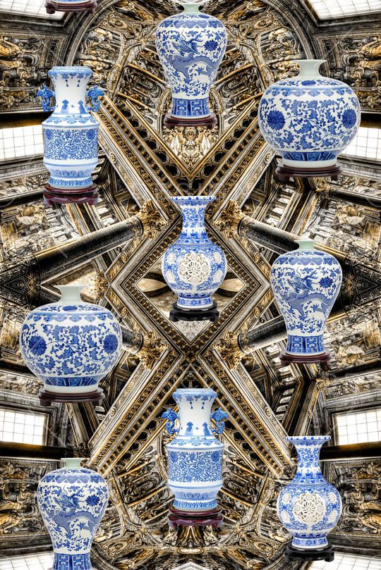 青花瓷印花华亿平台图片