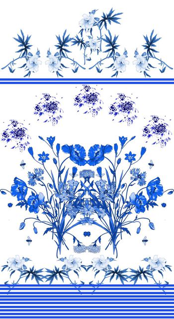 393595-定位华亿平台，青花绽蓝花卉